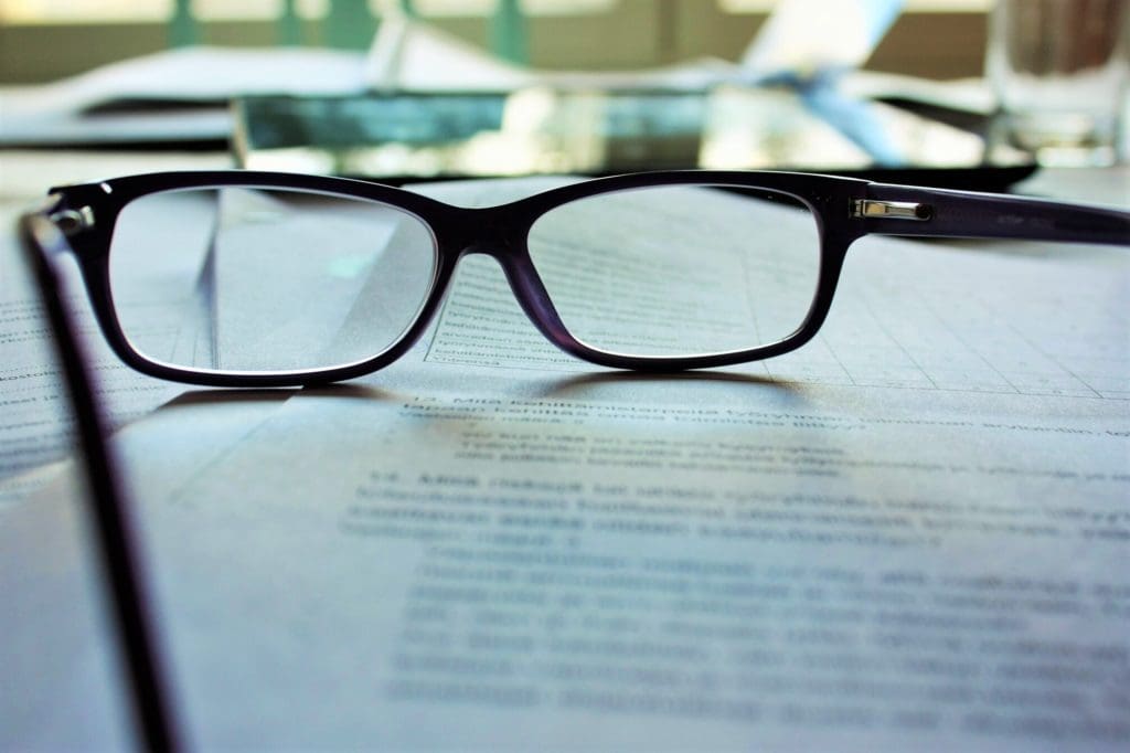 commercial property tax bill with reading glasses