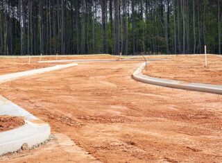 Empty land being prepared for commercial property development