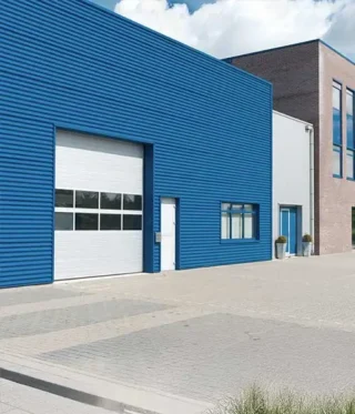 Blue and white industrial industry commercial building